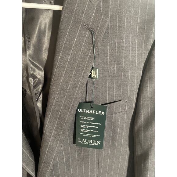 $699 NWT RALPH LAUREN ULTRAFLEX PINSTRIPE BLACK SUIT JACKET MEN’S 46R - Picture 5 of 14